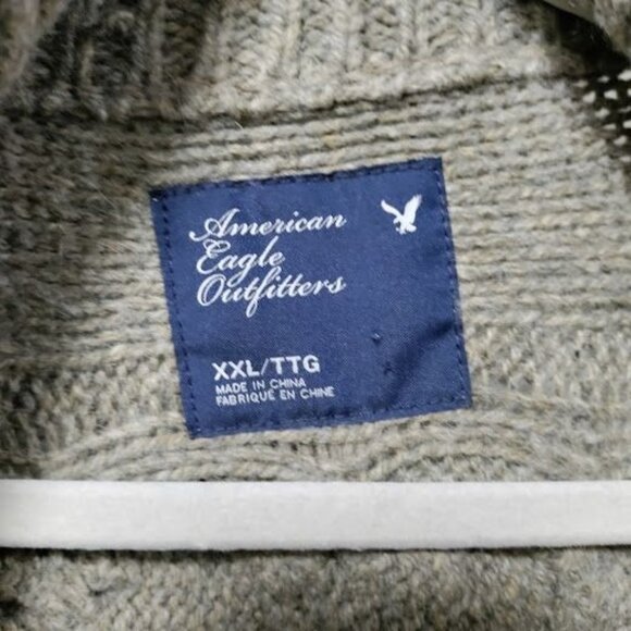 American Eagle Outfitters Military Style Tan Zip Up Wool/Rabbit Hair Sweater XL - Picture 3 of 14